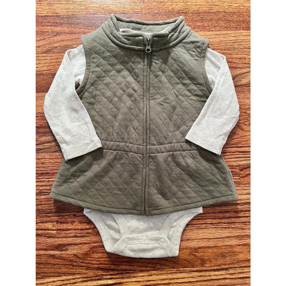 Carter’s toddler girl Zip-Up Peplum Vest & Long Sleeve Bodysuit 2pc Set (18-24m)